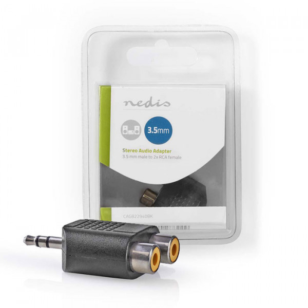 Stereo Audio Adapter 3.5 mm Male - 2x RCA Female Black