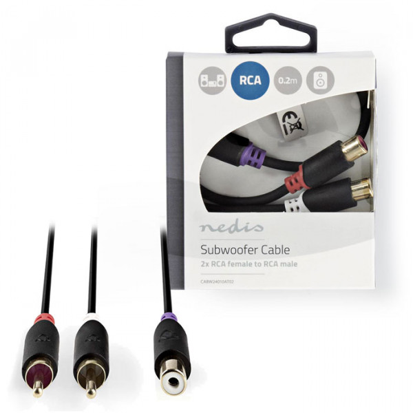 Subwoofer Cable 2x RCA Male - RCA Female 0.2 m Anthracite