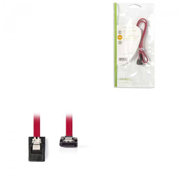SATA 3Gb/s data cable SATA 7-pin Female with Lock - SATA 7-pin Female 90° Angled with Lock 0.5 m Red