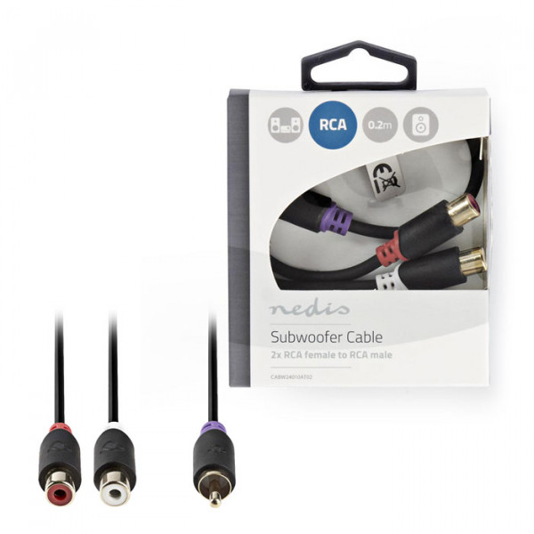 Subwoofer Cable RCA Male - 2x RCA Female 0.2 m Anthracite
