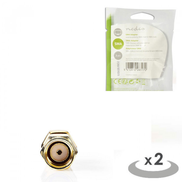 SMA Adapter SMA Male (Reverse Polarity) - SMA Male 2 pieces Gold