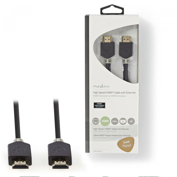 High Speed HDMI Cable with Ethernet, 2.0 m Anthracite