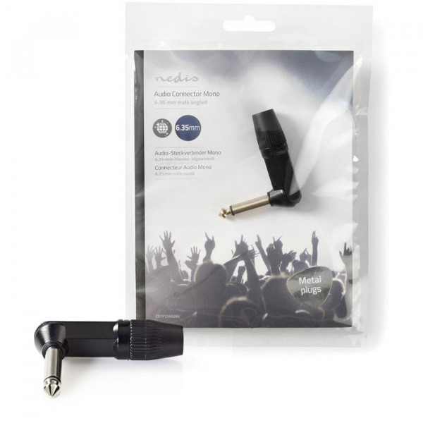 Audio Connector Mono 6.35 mm Male Angled Black