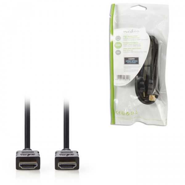 High Speed HDMI Cable with Ethernet, 1.0 m Black