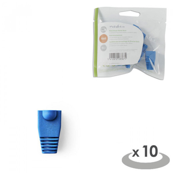 Strain Relief Boot For RJ45 Network Connectors - 10 pieces Blue