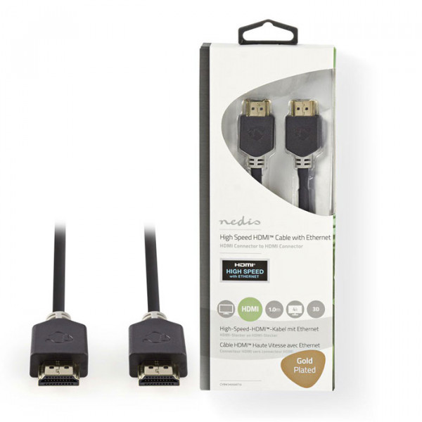 High Speed HDMI Cable with Ethernet, 1.0 m Anthracite
