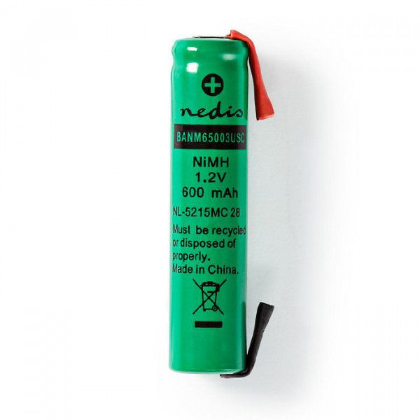 Nickel-Metal Hydride Battery 1.2 V 600 mAh AAA Solder Connector