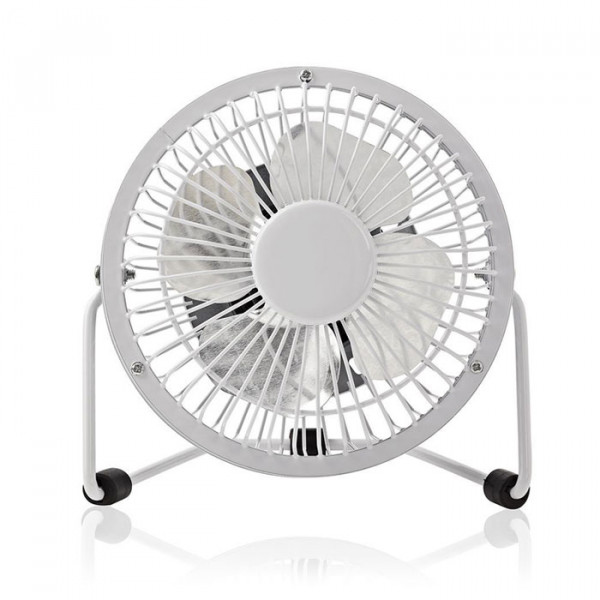 NEDIS FNDK1WT10 - Metal Mini Fan 10 cm Diameter USB powered White