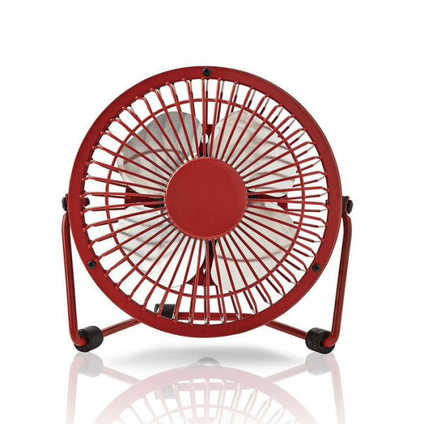 NEDIS FNDK1RD10 - Metal Mini Fan 10 cm Diameter USB powered Red