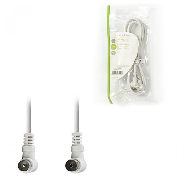 Coax Cable 90dB IEC (Coax) Male Angled - IEC (Coax) Female Angled 1.5 m White