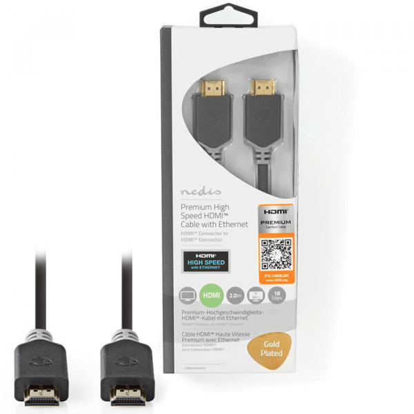 Premium High Speed HDMI Cable with Ethernet, 2.0m