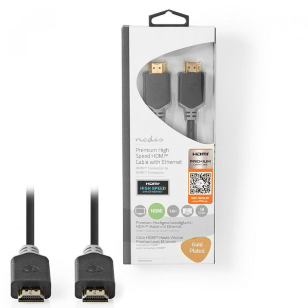 Premium High Speed HDMI™ Cable with Ethernet, 1.0m