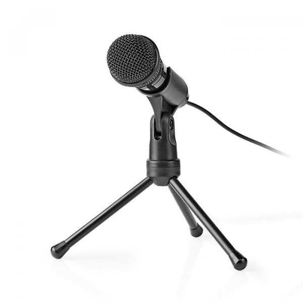 NEDIS MICTJ100BK - Wired Microphone On/Off Button With Tripod 3.5 mm
