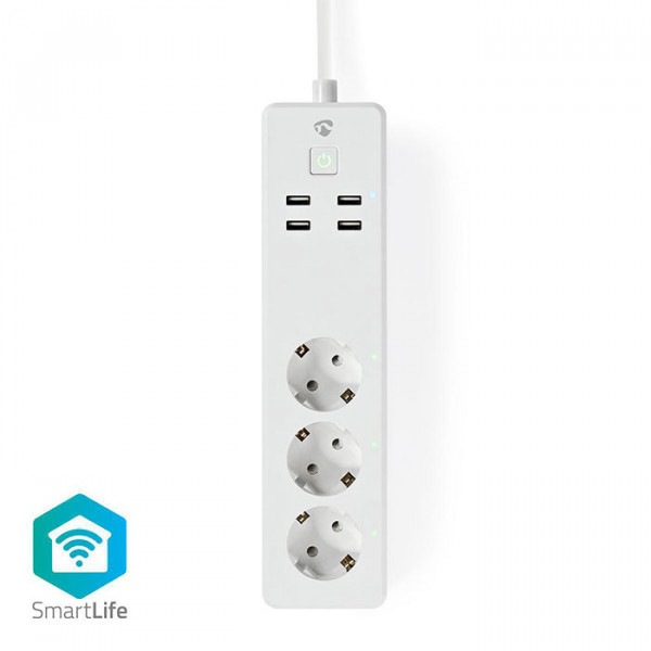 Wi-Fi Smart Extension Socket 3x Schuko Type F 4x USB 16 A