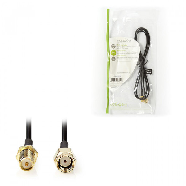Antenna Cable SMA Male (Reverse Polarity) - SMA Female (Reverse Polarity) 1.0 m Black