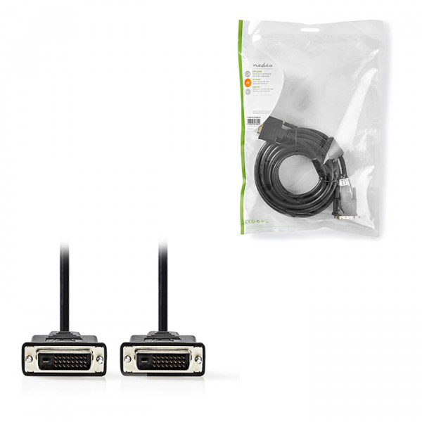DVI Cable DVI-D 24+1-Pin Male DVI-D 24+1-Pin Male 2560x1600 Nickel Plated 5.00 m PVC Black Polybag