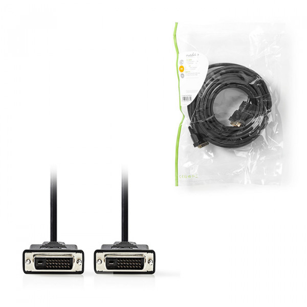 DVI Cable DVI-D 24+1-Pin Male DVI-D 24+1-Pin Male 2560x1600 Nickel Plated 10.0 m PVC Black Polybag