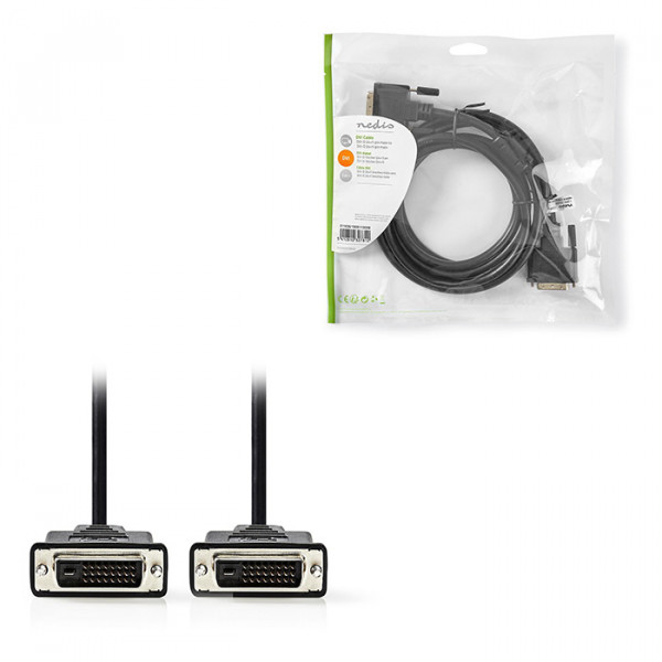 DVI Cable DVI-D 24+1-Pin Male DVI-D 24+1-Pin Male 2560x1600 Nickel Plated 2.00 m PVC Black Polybag